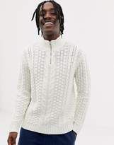 Thumbnail for your product : ASOS Design DESIGN heavyweight cable knit half zip jumper in ecru