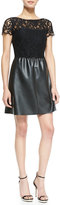 Thumbnail for your product : Bailey 44 Stary Sky Lace & Faux-Leather Short-Sleeve Dress