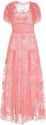 LoveShackFancy Women's Steffen Sheer Lace Maxi Dress - Pink - Moda Operandi