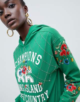 ASOS Design DESIGN hoodie with embroidery and embellishment