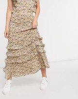 Thumbnail for your product : Y.A.S chiffon maxi skirt co-ord in beige floral