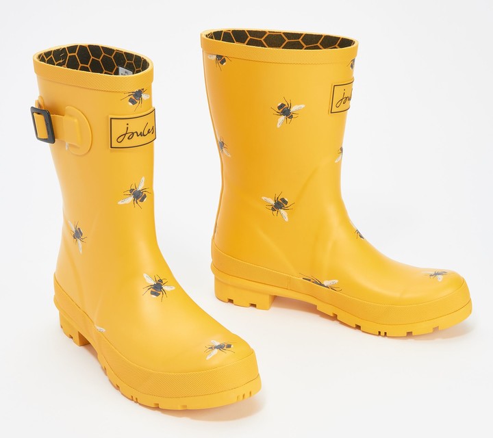 black and gold rain boots