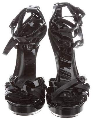 Burberry Patent Leather T-Strap Sandals