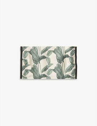 Emily Carter Ladies Cream and Green Palm Leaf-Print Silk Face Covering Mask