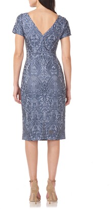 JS Collections Floral Embroidered Cocktail Dress