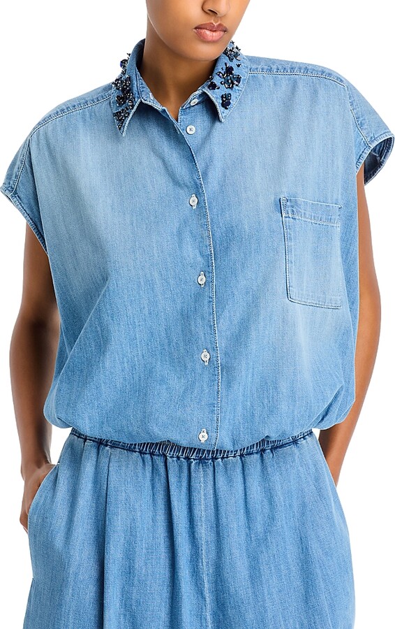 Fabiana Filippi Embellished Collar Denim Shirt