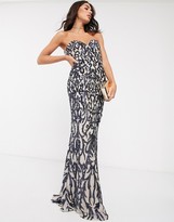 Thumbnail for your product : Bariano bandeau maxi dress with ornate embellishment in navy