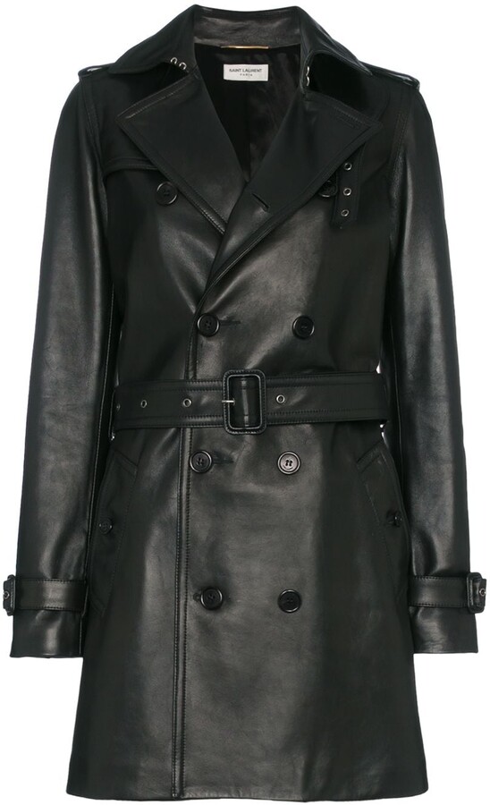 Saint Laurent Double breasted trench coat - ShopStyle