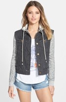 Thumbnail for your product : Billabong 'Northern Sea' Denim Jacket with French Terry Sleeves (Juniors)