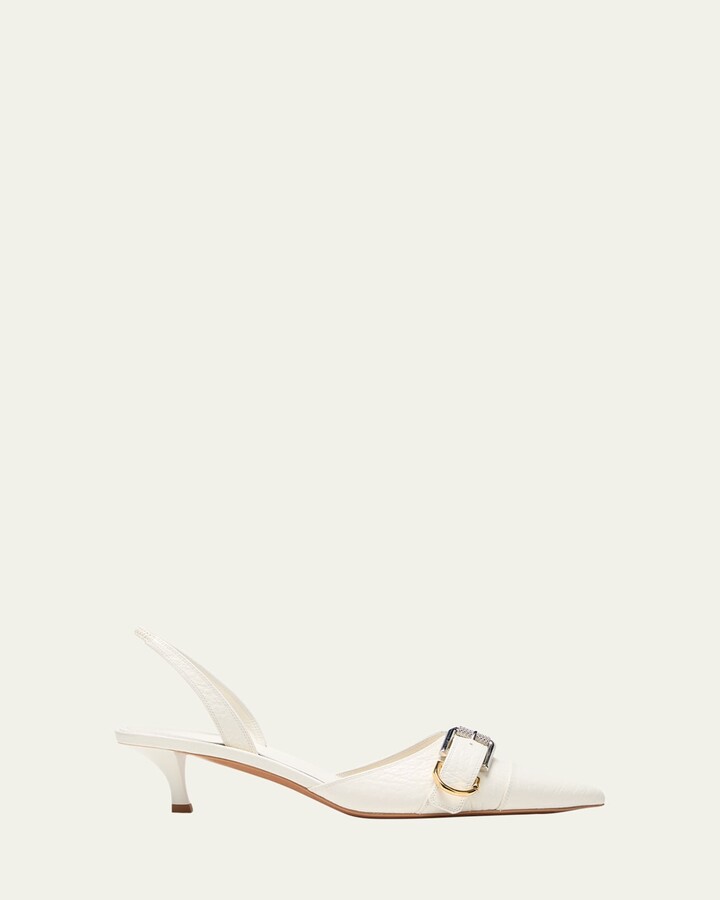 Givenchy Voyou Leather Buckle Slingback Pumps