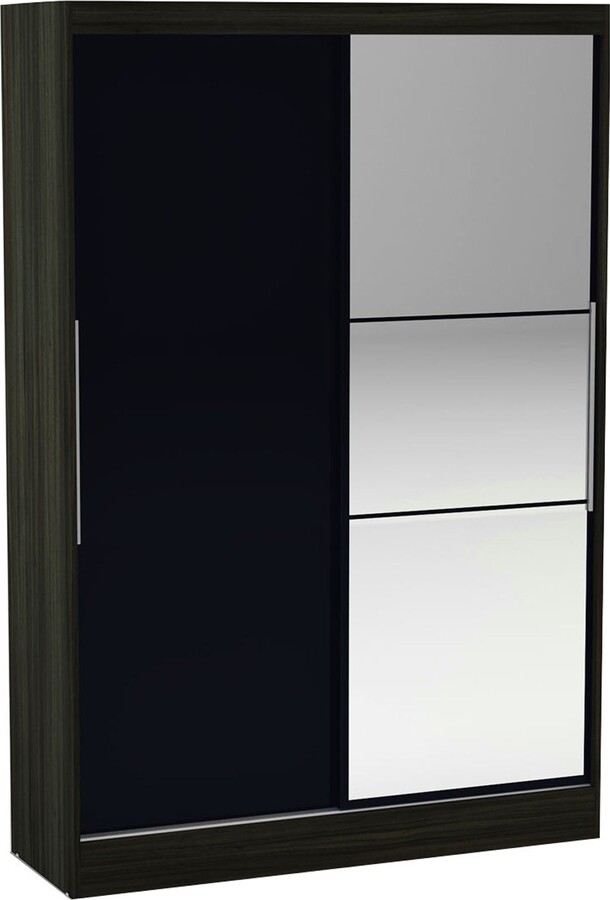 Dunelm Lynx 132cm Sliding Double Wardrobe, Mirrored Brown/Black