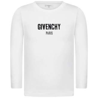 Givenchy GivenchyGirls White Long Sleeve Logo Top