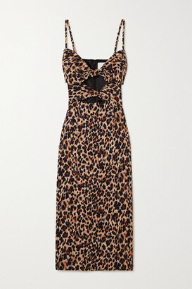 Racil Mia Knotted Leopard-print Cotton-blend Midi Dress - Leopard print