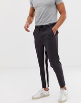 Thumbnail for your product : ASOS DESIGN tapered crop smart pant in purple with insert stripe and drawcord