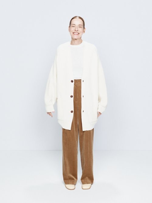 ladies cream chunky knit cardigan