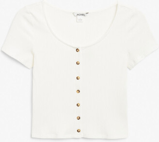Monki Cropped button-up top