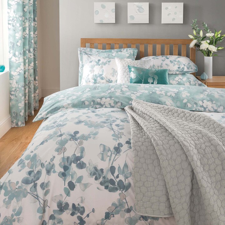 Dunelm Honesty Teal Reversible Duvet Cover and Pillowcase Set Teal Blue