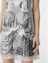 Thumbnail for your product : Burberry Lace Detail Victorian Portrait Print Silk Slip Dress