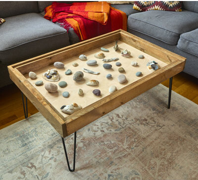 25x37" Rustic Display Table With Removable Glass Top