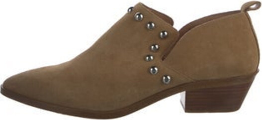 Rebecca Minkoff Suede Ankle Boots Neutrals Pointed-Toes with Studded Accents