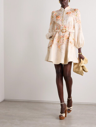 【Zimmermann】Illustration floral linen minidress ZIMMERMANN Illustration Floral-Print Linen Mini Dress | endource