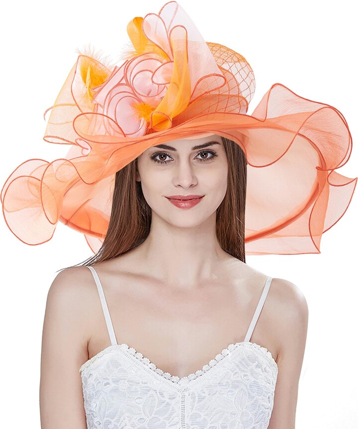 VECRY Damen Fascinator Hut - Organza Derby Hut Für Hochzeit & Kirche