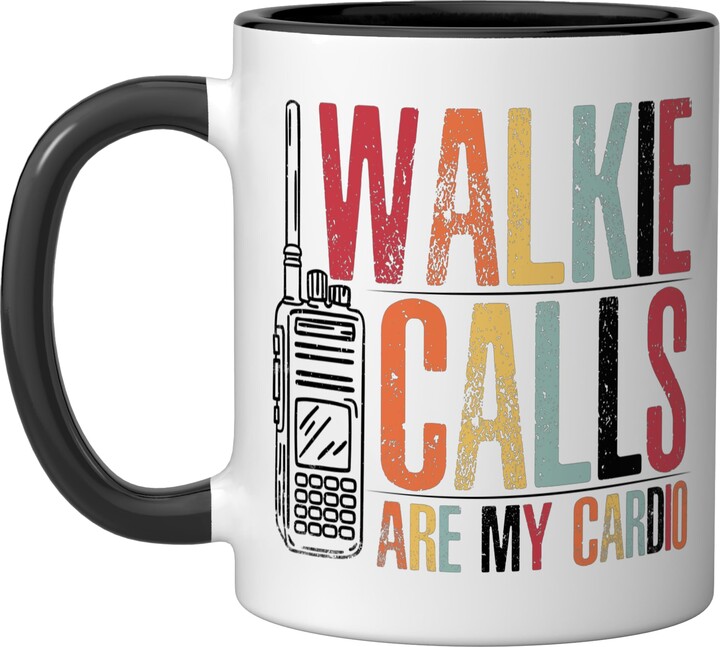 Special Education SPED Teacher ABA Neurodiversity Walkie Calls Are My Cardio Ceramic Mug, Black/White
