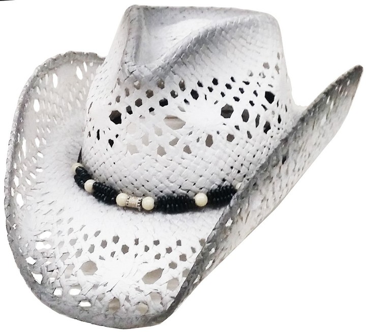 Modestone Unisex Straw Cowboy Hat Grey & Light Grey ShopStyle