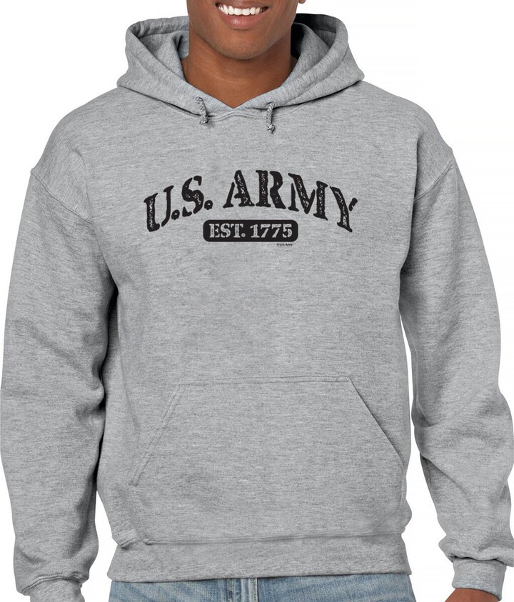 Tee Hunt US Army Strong Sweatshirt United States Military Pride Veteran DD 214 Patriotic Armed Forces Gear Licensed Hoodie Gray Small