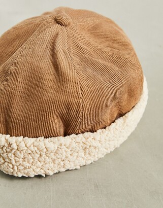 ASOS DESIGN docker hat in brown cord and borg - ShopStyle