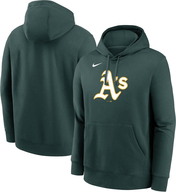 Nike Men's Green Athletics Logo Club Fleece Pullover Hoodie