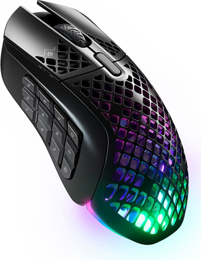 SteelSeries Aerox 9 Wireless Ultra Lightweight Honeycomb Water Resistant RGB Optical Gaming Mouse With 18 Programmable Buttons