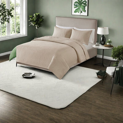 JINXUNDA Khaki King Bedding Sets Reversible Polyester Quilt Modern Style For Home
