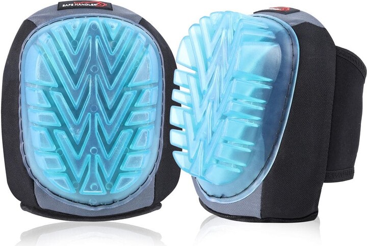 BISON LIFE Professional Knee Pads with Superior Gel Cushion, Comfortable, Heavy-Duty (Clear Gel Blue)