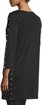 Thumbnail for your product : Joan Vass 3/4-Sleeve Studded Tunic, Black, Petite