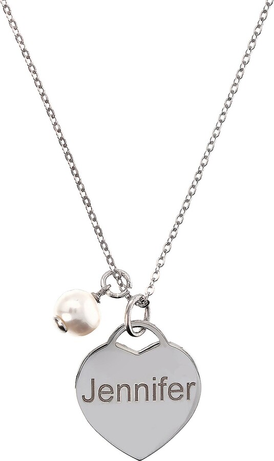 Honora Sterling Personalized Heart & Cultured P arl Necklace