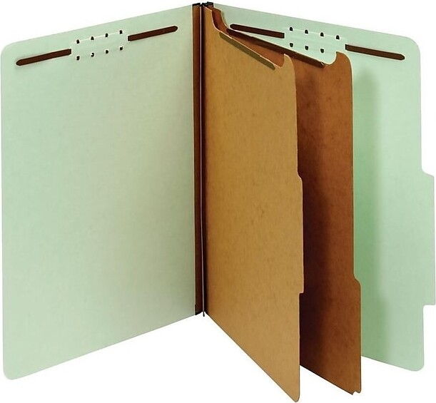 Pendaflex® Pressboard Classification Folder, 2-Dividers, 2 1/2" Expansion, Letter Size, Light Green, 10/Box (24076R)