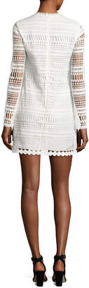 Alexis Braelynn Lace Bow-Neck Mini Dress, White/Black