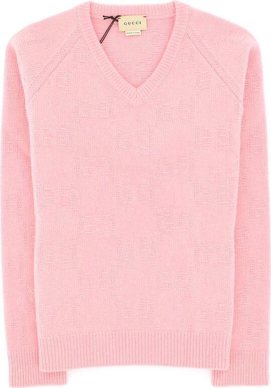 Pink Gucci Gucci Jumper For Kids Gucci Children GG Logo Detailed V