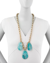 Thumbnail for your product : Devon Leigh Aqua Agate Station Necklace, 32"L