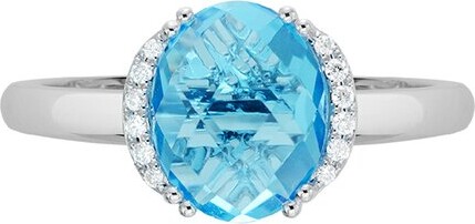 Diamond Select Cuts 14K Diamond .06 Ct. & 3.38 Ct. Blue Topaz Ring