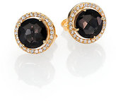 Thumbnail for your product : Suzanne Kalan Black Night Quartz, White Sapphire & 14K Yellow Gold Round Stud Earrings