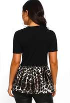 Thumbnail for your product : Pink Boutique Lost In Your Love Black Leopard Print Peplum T-Shirt