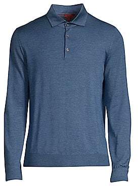 Isaia Men's Cashmere and Silk Long Sleeve Polo