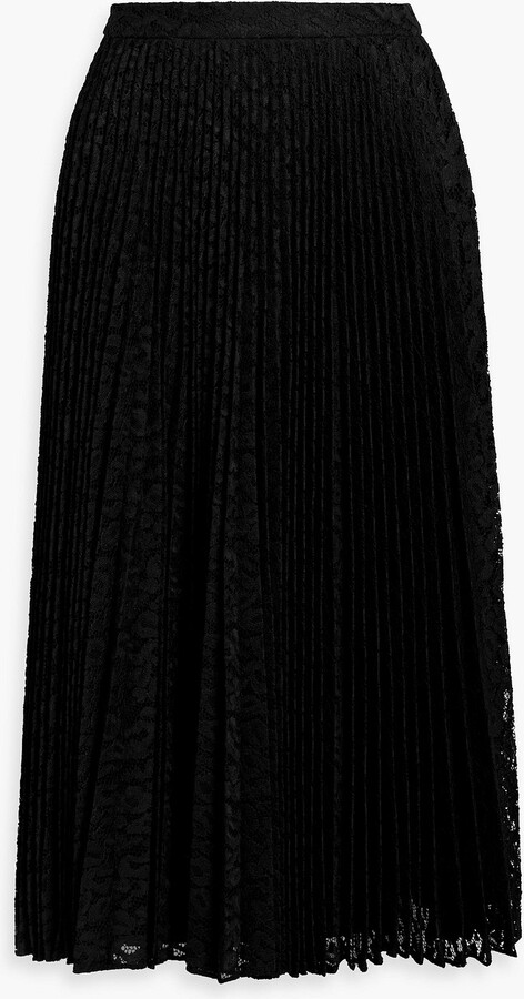 Theory Pleated lace midi skirt