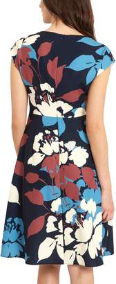 Jaeger Floral Silhouette Fit And Flare Dress
