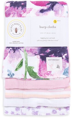 Burt's Bees Watercolor Daylily Organic Baby Burp Cloth 5 Pack