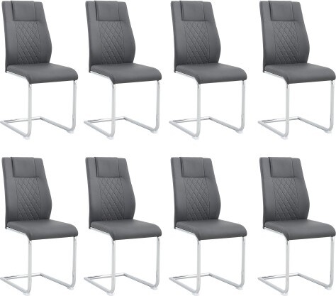 AkoasmModern8-PieceFauxLeatherUpholsteredDiningChairSetwithMetalLegsforKitchenLivingRoom&DiningRoom-Grey