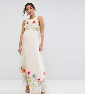 Asos Embroidery Mesh Maxi Dress