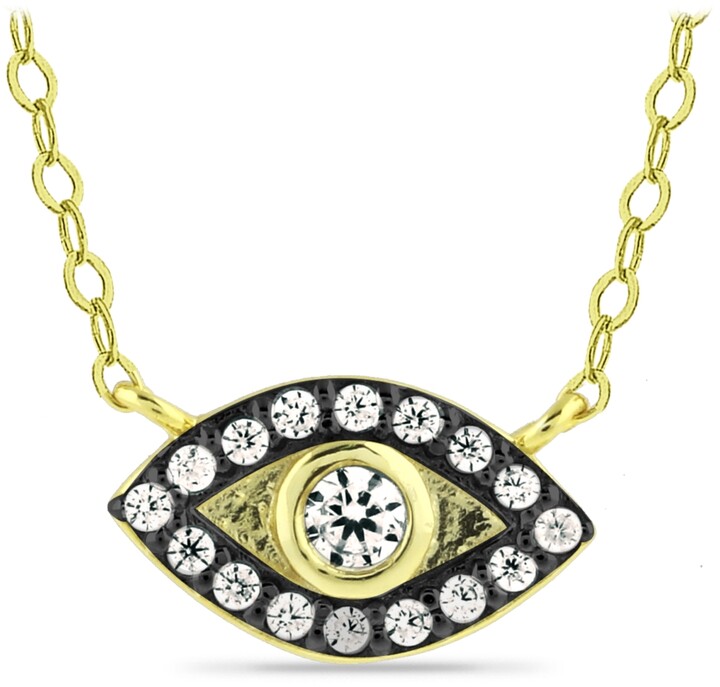 Giani Bernini Cubic Zirconia with Black Rhodium Evil Eye Pendant 18K Gold over Silver